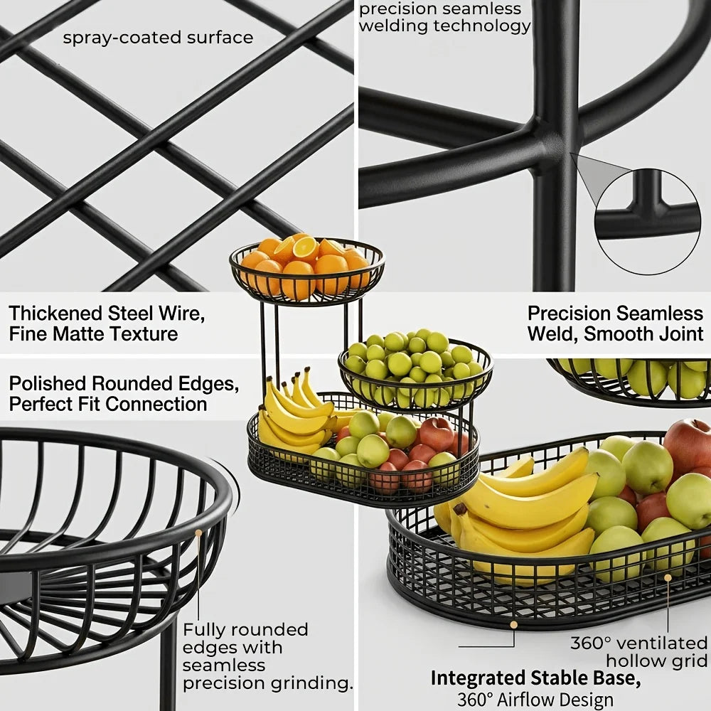 3-Tier Fruit Basket Stand – Durable Metal Cake Display Rack, Party