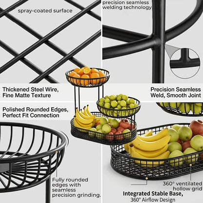 3-Tier Fruit Basket Stand – Durable Metal Cake Display Rack, Party