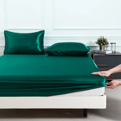 3pc Solid Color Satin Fabric Soft Comfortable Breathble Bedding Set for Bedroom.