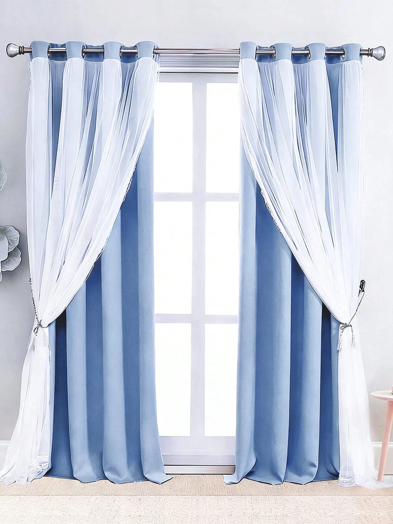 Modern Simple Style New Trendy Twin Layer Curtain, Light Blocking