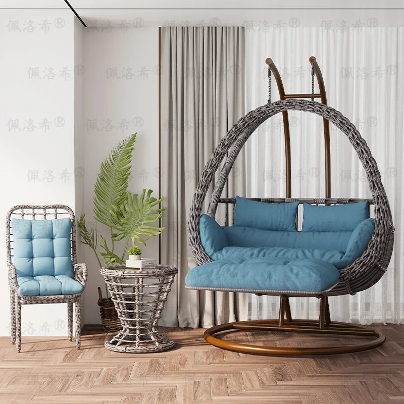Hanging basket rattan courtyard double swing lazy chair