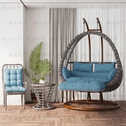 Hanging basket rattan courtyard double swing lazy chair