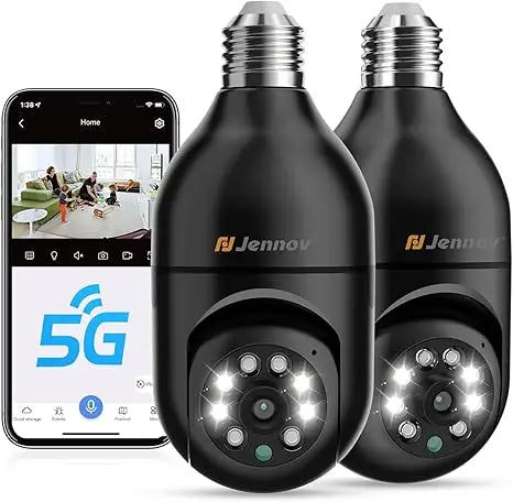 Jennov 2Pcs 2K Wi-Fi Light Bulb Security Camera Wireless Outdoor - Cameras for Home Security Outside