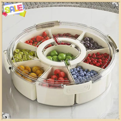 6 Compartment Rotating Transparent Divided Snack Food Storage Container