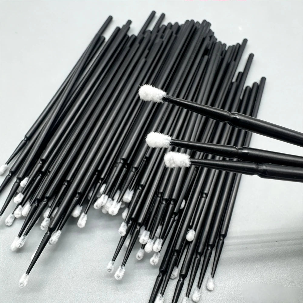100Pcs Eyelash Cleaning Brush Lash Extension Micro Cotton Swab Individual Eyelashes