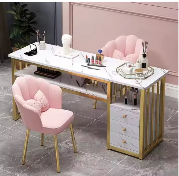 Hot Manicure Table with Metal Frame Nail Salon Station Beauty Storage Organizer for Nail Art Supplies and Tools