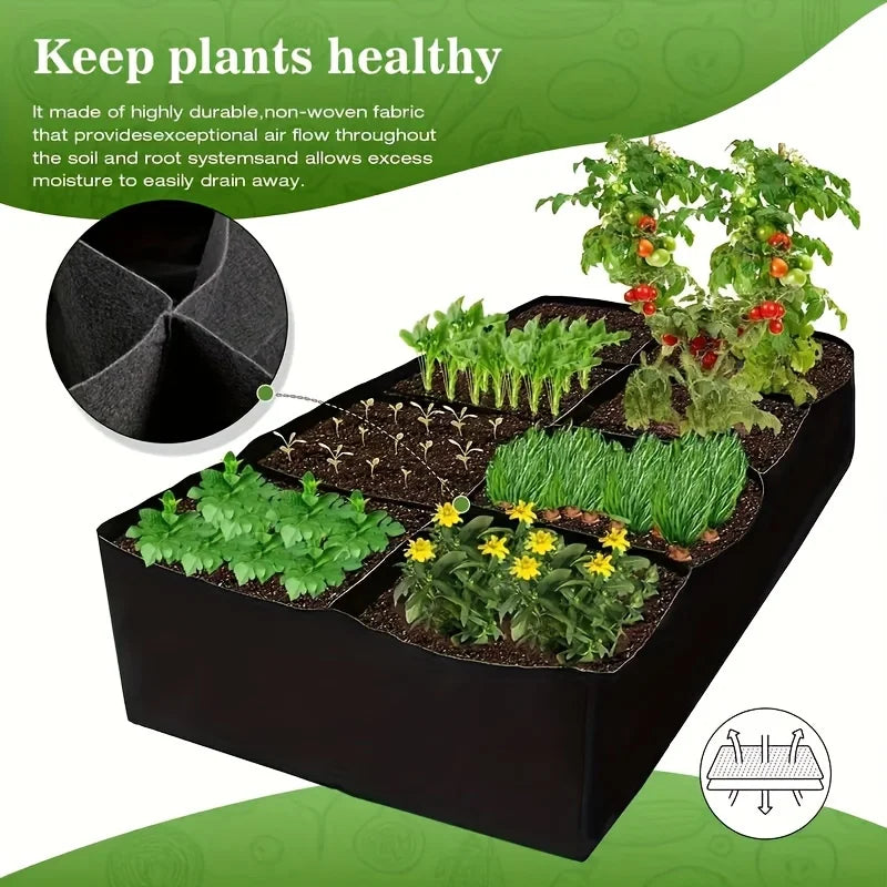 Garden Bed, 128 Gallon 8 Grids Plant Grow Breathable Planter Raised Beds