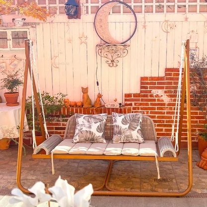 Bracket Outdoor Balcony Double Swing Chair Leisure Villa Patio Garden Hanging Basket Outdoor Furniture