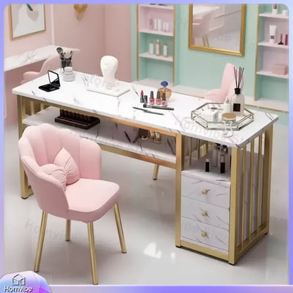 Hot Manicure Table with Metal Frame Nail Salon Station Beauty Storage Organizer for Nail Art Supplies and Tools