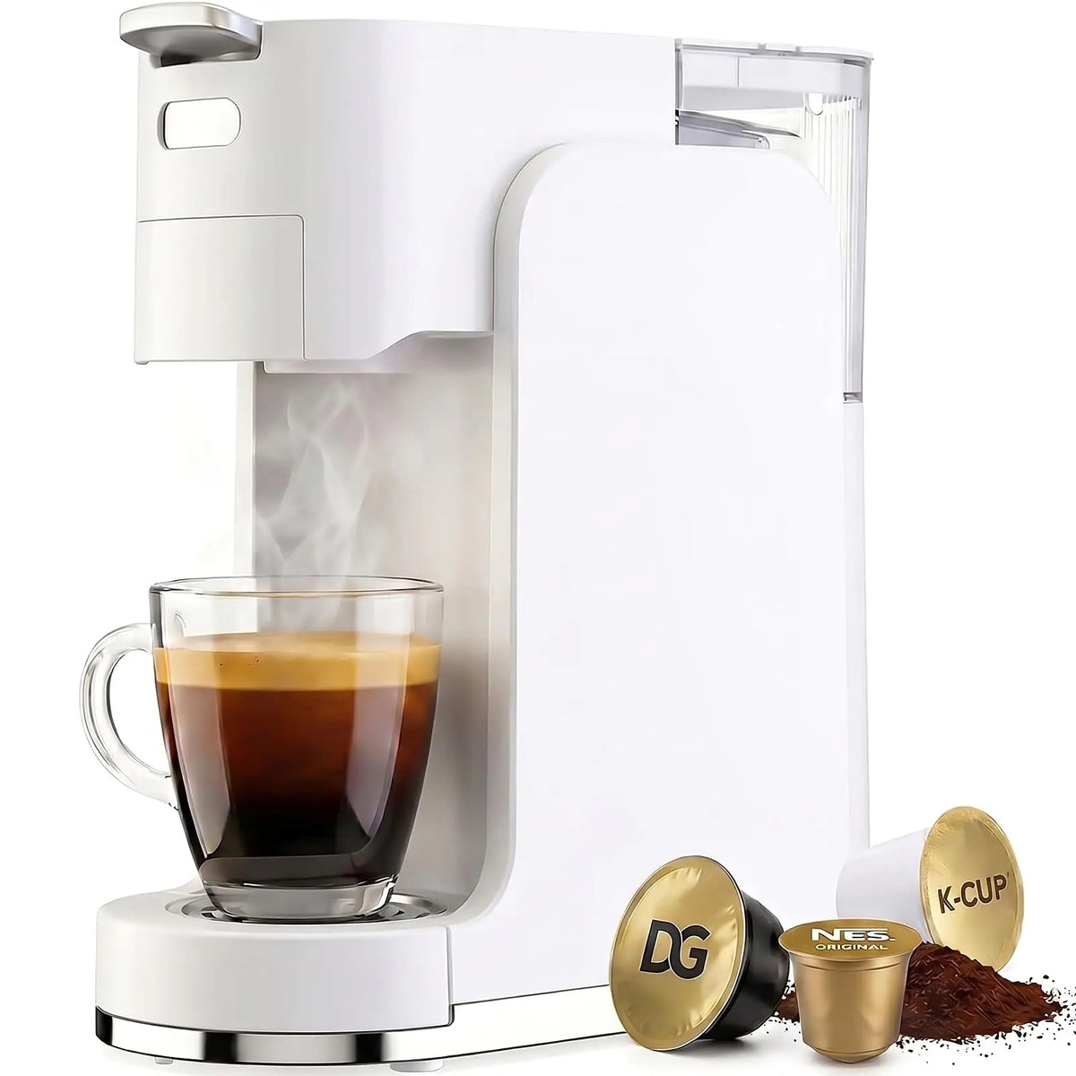 Single-Serve Coffee Maker, 4 in 1 Hot and Iced Coffee Machine, K-Cup Pod, NES Original DG Pod, Customizable Brew Volume, Heats up in 3 Seconds