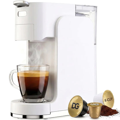 Single-Serve Coffee Maker, 4 in 1 Hot and Iced Coffee Machine, K-Cup Pod, NES Original DG Pod, Customizable Brew Volume, Heats up in 3 Seconds