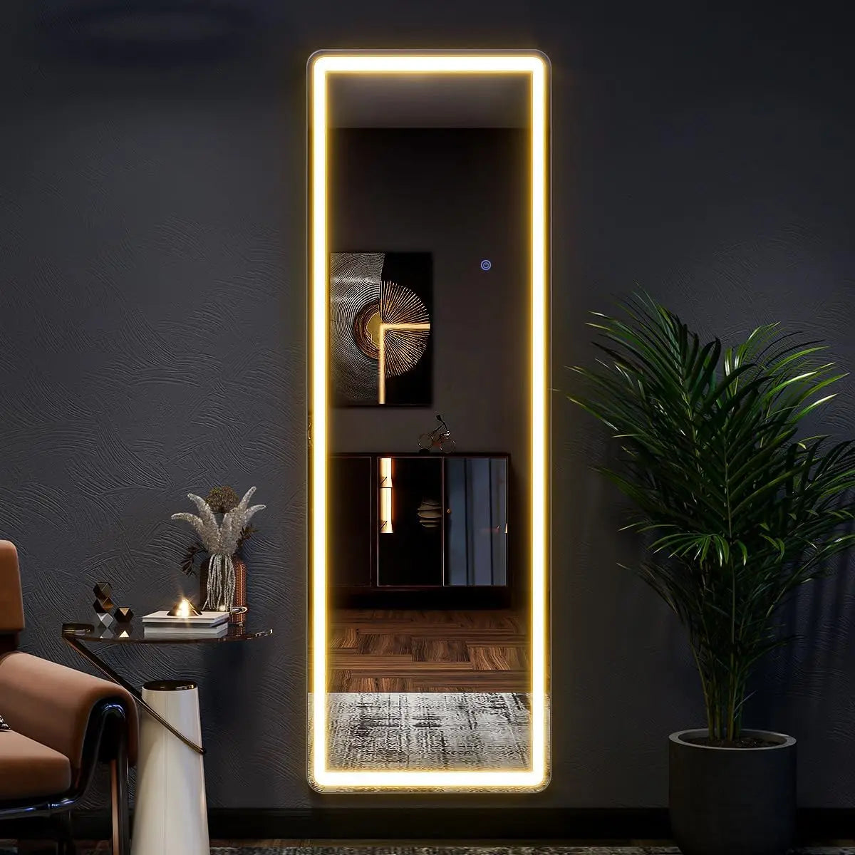 63"x20" Full Length Body Mirror with stand and LED with Dimming.