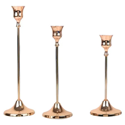 Vintage Elegant Metal And Aluminum Set Of 3 Tabletop Candle Holders