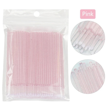 100Pcs Eyelash Cleaning Brush Lash Extension Micro Cotton Swab Individual Eyelashes