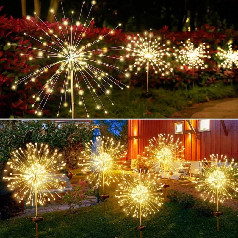 Solar Firework Light Outdoor Decor Waterproof 8 Lighting Modes Fairy Yard Lawn Patio Landscape