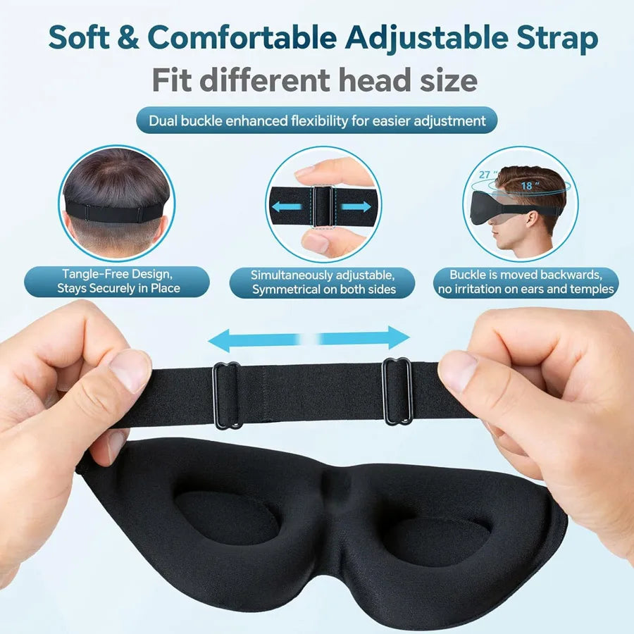 Unisex 3D Contoured Sleep Mask, Groove Molded Design Memory Foam Light Blocking Eye mask