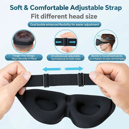 Unisex 3D Contoured Sleep Mask, Groove Molded Design Memory Foam Light Blocking Eye mask