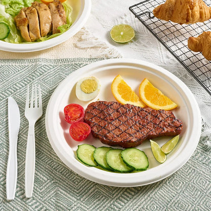 50-Pack 9-Inch Food-Grade Disposable Dinner Plates Leak-Proof & Microwave-Safe