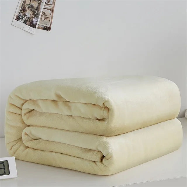 Super Soft Warm Lightweight Plain Solid Color Flannel Blanket for All Season