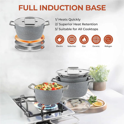 Gray Nonstick Pots and Pans Dishwasher Safe and Toxin Free