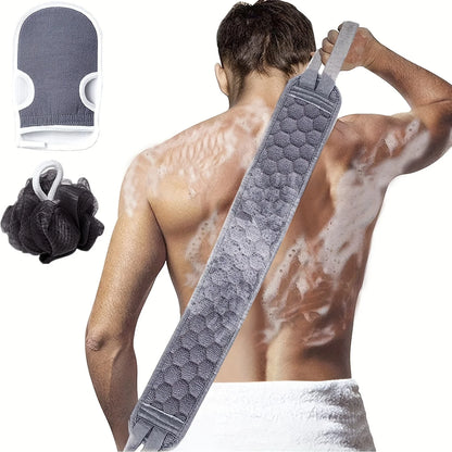 Exfoliating Body Scrubber Set - Includes Back Scrubber, Bath Glove And Shower Bath Sponge Loofah