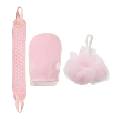 3Pcs Exfoliating Bath Body Scrub Washcloths & Shower Mitts, Deep Cleaning Scrub