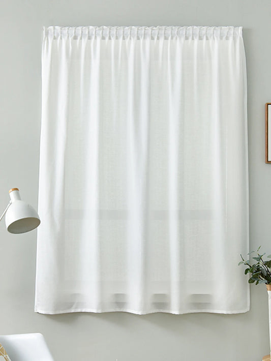 No Drill Magic Tape  white curtains  Daily White Simple Solid Color  Hook-and-Loop Fastener sheer curtains