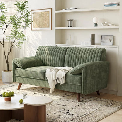 Modern Loveseat Sofa 64.5" for Small Space Living Room, Chenille Fabric 2-Seater Couch