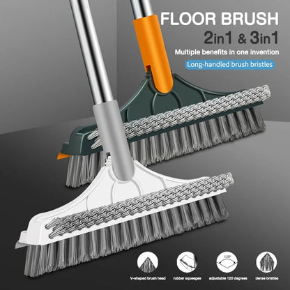 3 In 1 Cleaning Brush with Long Handle Rotating Floor