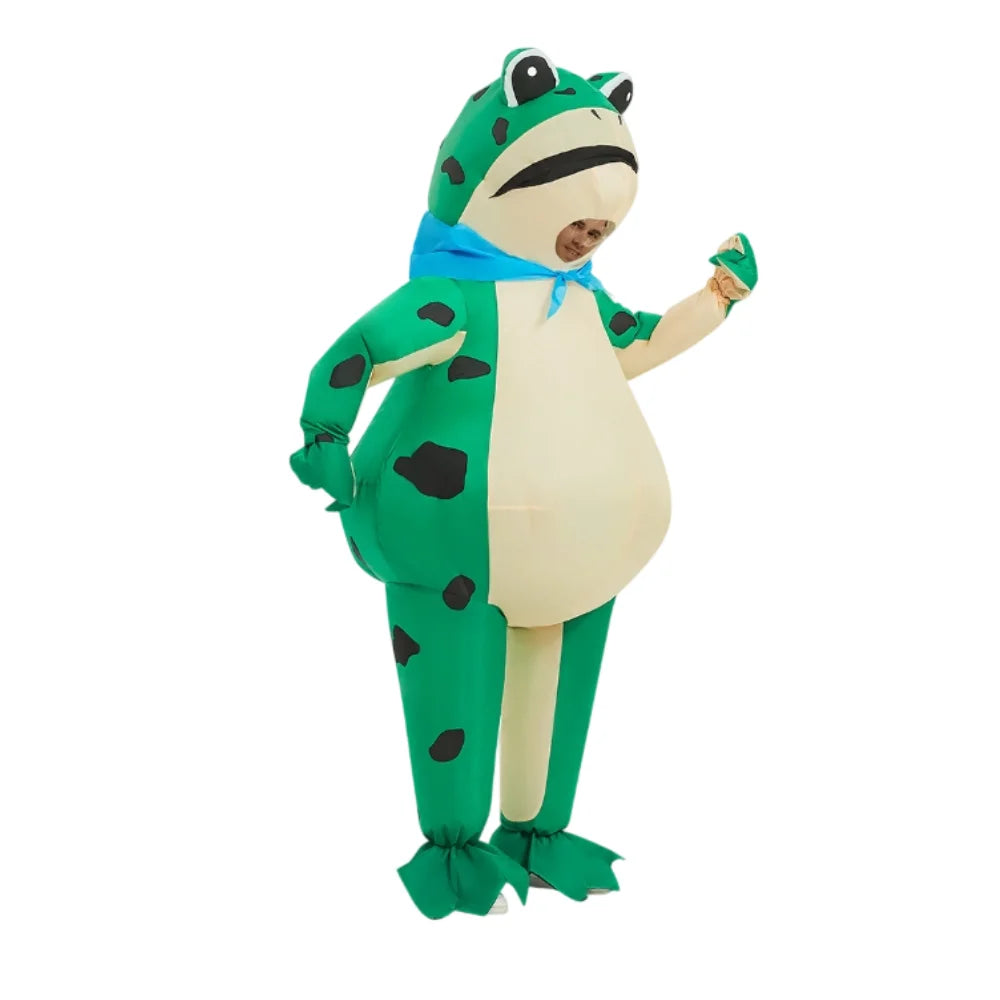 Inflatable Frog Costume for Adults, Funny Blow-Up Frog Suit with Scarf, Halloween parties