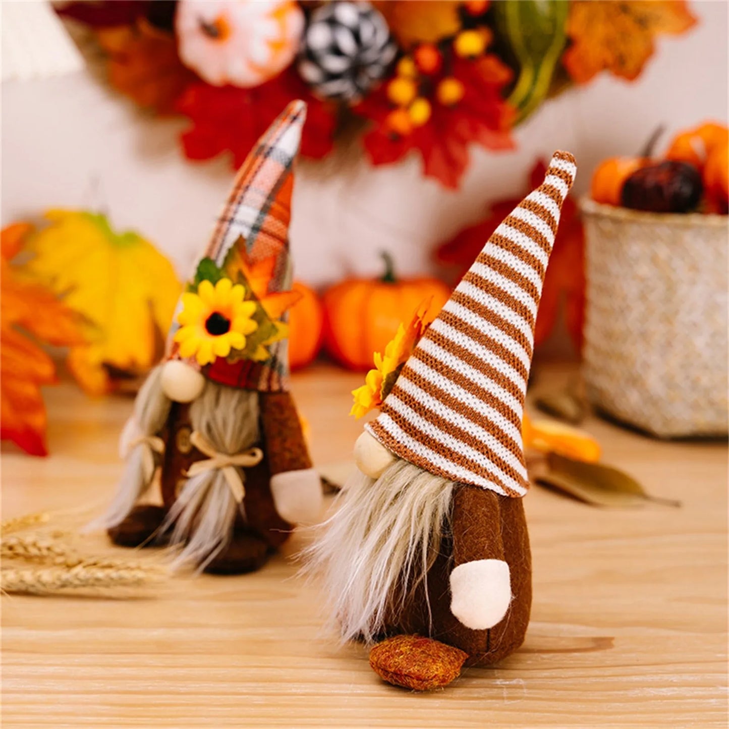 Fall Gnome Sunflower Maple Doll Harvest Autumn Elf Dwarf Plush Faceless Dolls Ornaments