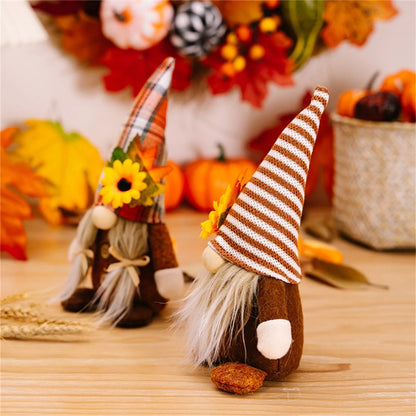 Fall Gnome Sunflower Maple Doll Harvest Autumn Elf Dwarf Plush Faceless Dolls Ornaments