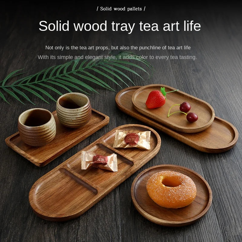 Japanese solid wood fruit plate multi-size high-value snack plate