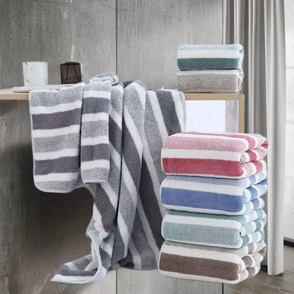 High-Absorption Quick-Dry Bath Towel - Thick Coral Fleece, Non-Shedding & Durable, Perfect for Daily Family.