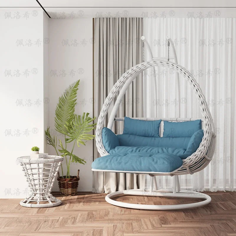 Hanging basket rattan courtyard double swing lazy chair