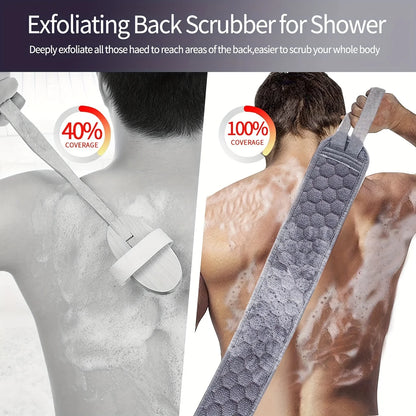Exfoliating Body Scrubber Set - Includes Back Scrubber, Bath Glove And Shower Bath Sponge Loofah
