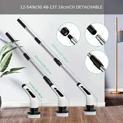9-in-1 Electric Rotating Cleaning Brush, Wireless Shower Scrubber with Replaceable Heads and Adjustable Handle