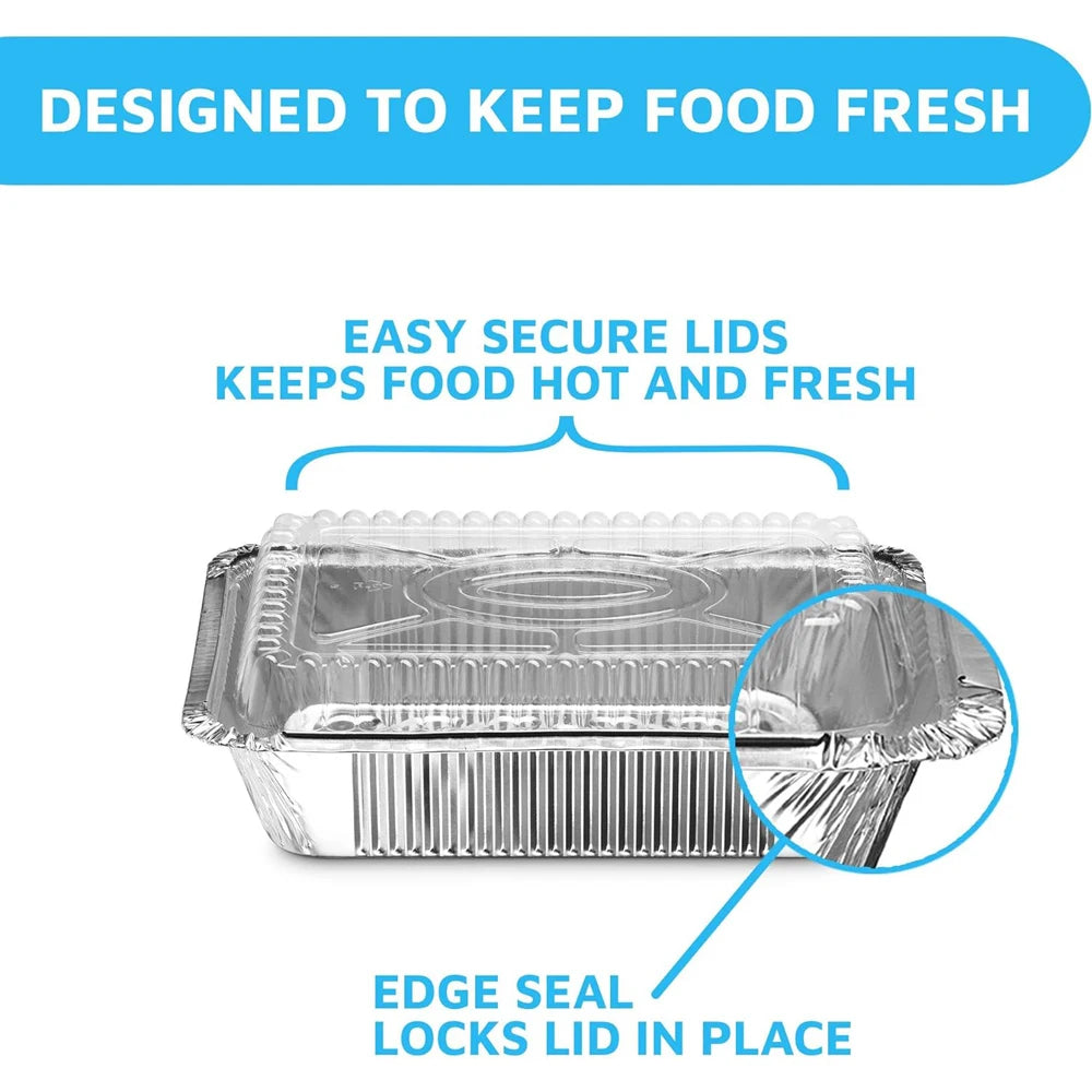 Aluminum Pans with Clear Plastic Lids Square Baking Cake Pans with Lids Disposable Food Containers Great for Cooking
