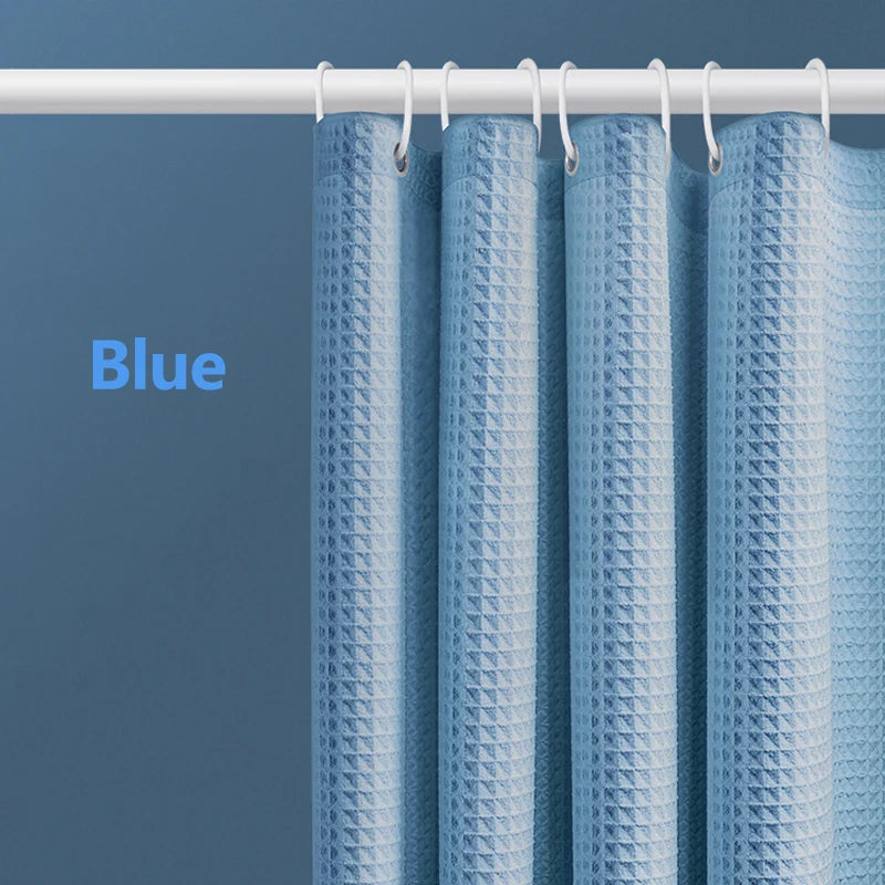 Thickened Waffle Solid Color Shower Curtain, Non-porous Double-sided Waterproof and Mildew