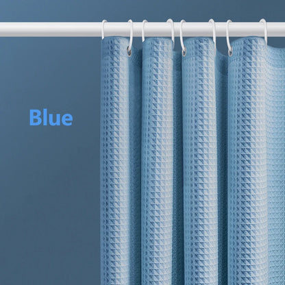 Thickened Waffle Solid Color Shower Curtain, Non-porous Double-sided Waterproof and Mildew