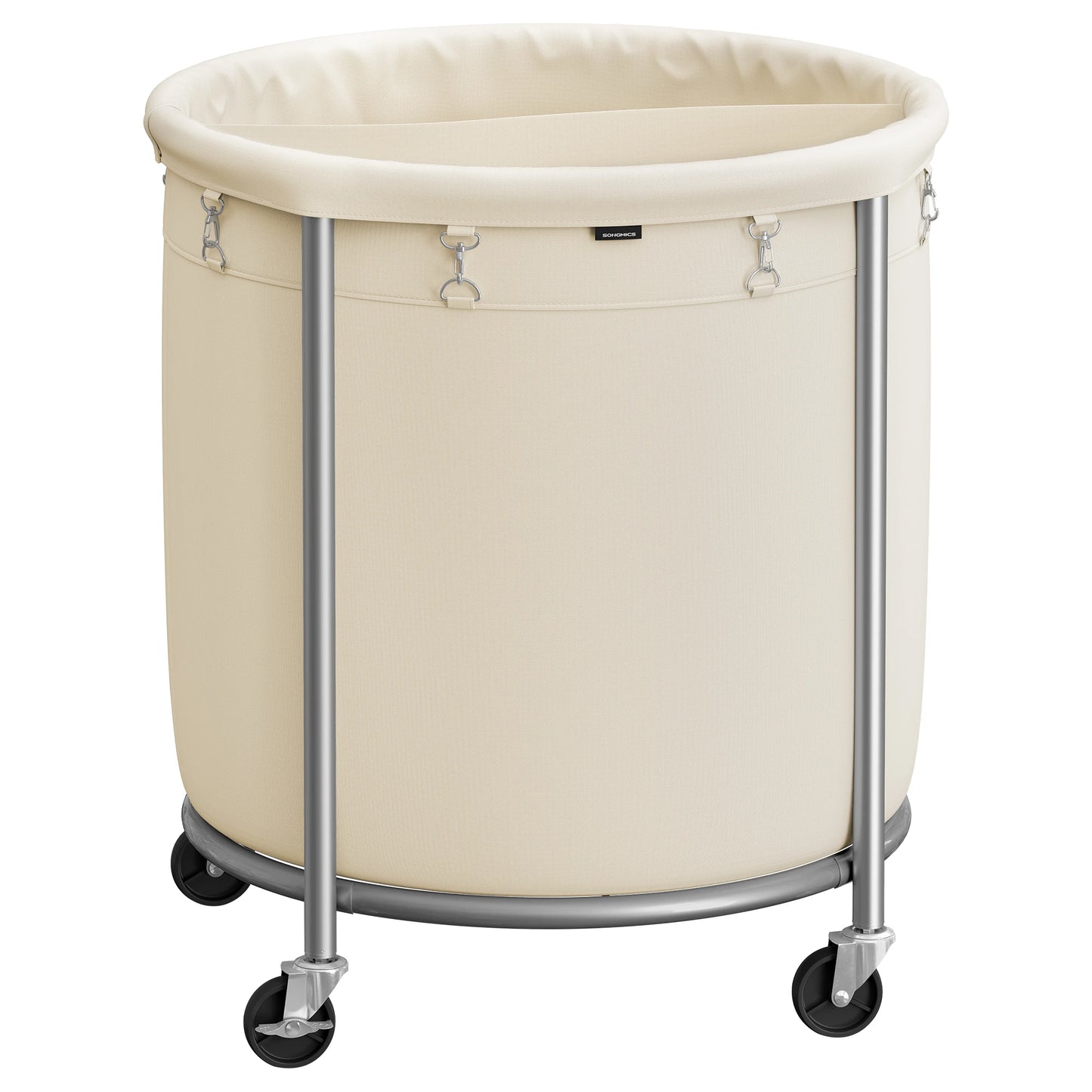 Laundry Basket with Wheels, Rolling Round Heavy-Duty Laundry Hamper Cart with Steel Frame