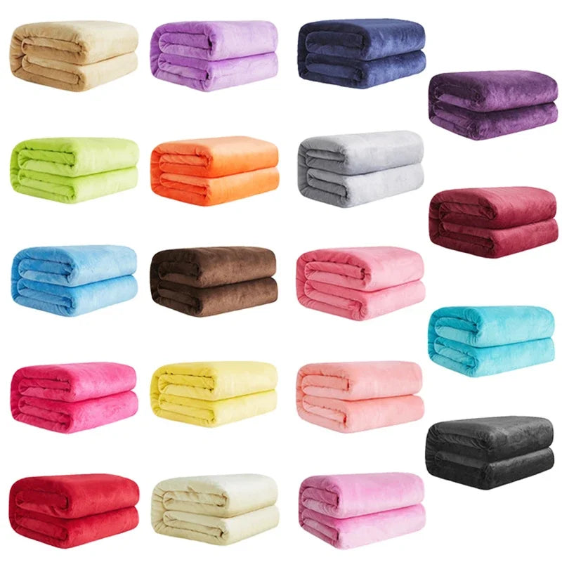 Super Soft Warm Lightweight Plain Solid Color Flannel Blanket for All Season