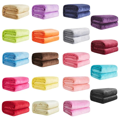 Super Soft Warm Lightweight Plain Solid Color Flannel Blanket for All Season