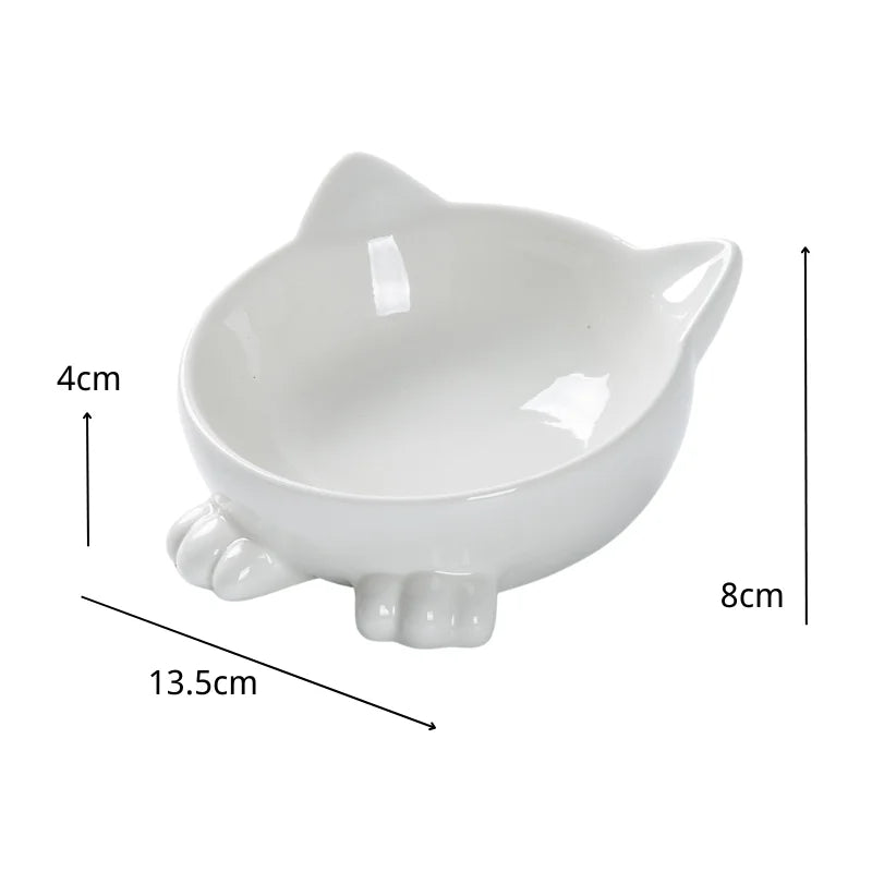 Cute Ceramic Cat Bowl Non-slip Flower Shape Food Water Pet Supplies Cat