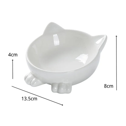Cute Ceramic Cat Bowl Non-slip Flower Shape Food Water Pet Supplies Cat