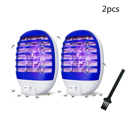 2Pcs LED Socket Electric Mosquito Fly Bug Insect Trap Killer Night Lamp