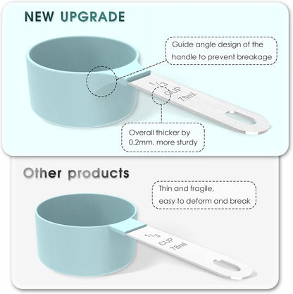 8pcs Measuring Cups & Spoons Set, Stackable Nesting Measure Cups with Stainless Steel Handle for Cooking & Baking