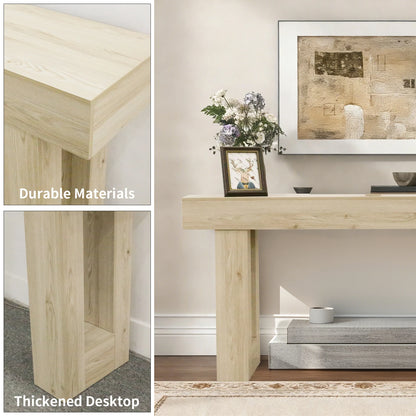 63-inch Modern Farmhouse Console Table and Scratch-Resistant Wooden Furniture
