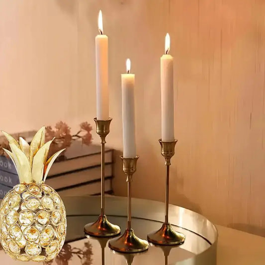 Vintage Elegant Metal And Aluminum Set Of 3 Tabletop Candle Holders