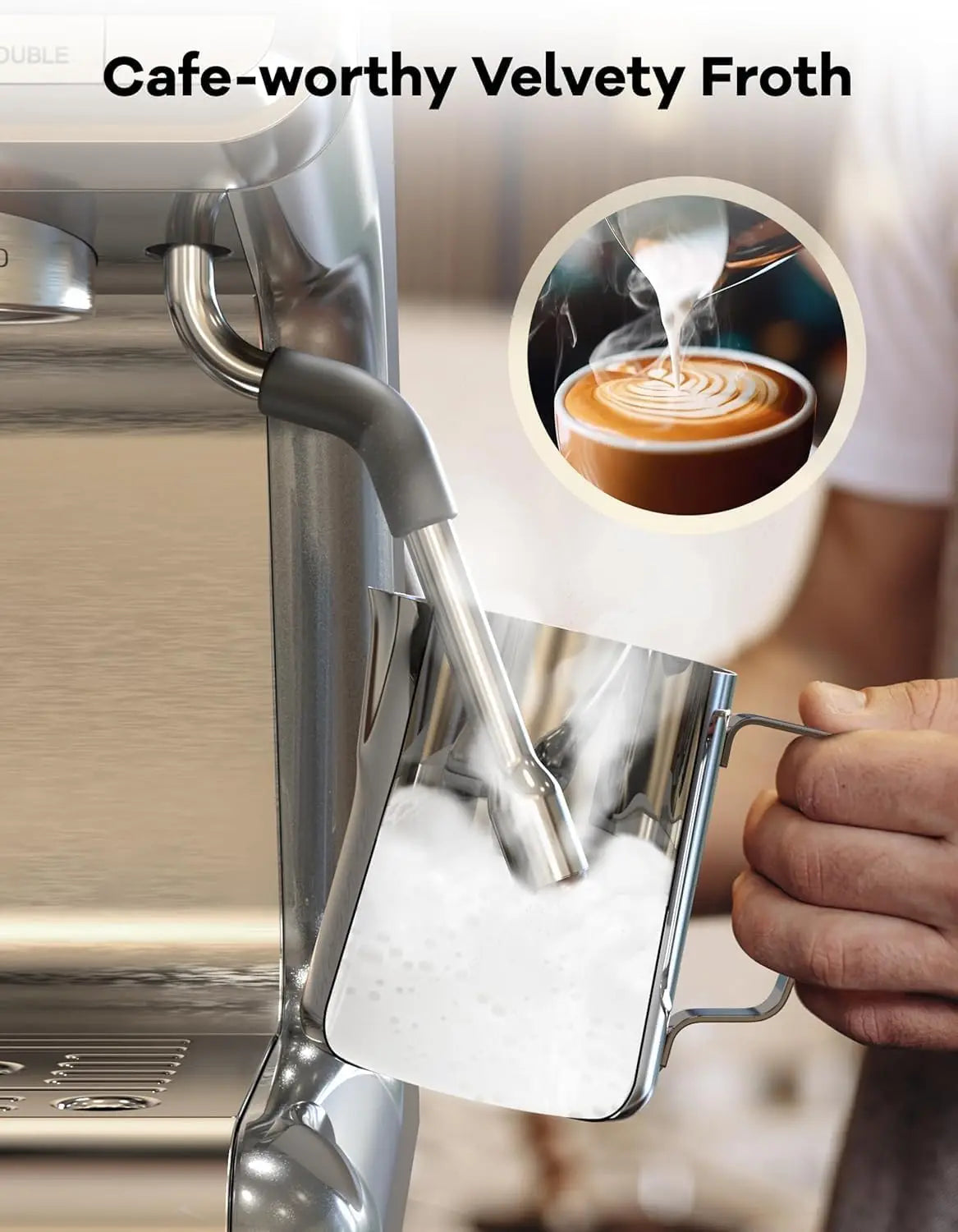 Semi-Automatic Espresso Maker with Grinder for Latte Cappuccino